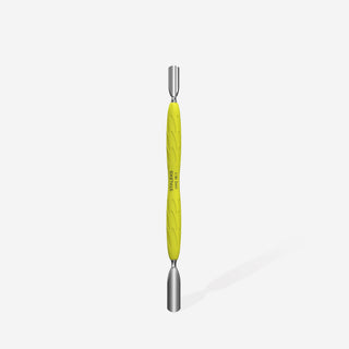 Staleks Manicure pusher with yellow silicone handle “Gummy” UNIQ 10 TYPE 1 (wide rounded pusher + narrow rounded pusher) Cuticle Pusher Staleks