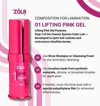ZOLA Color Lab Lamination System 01 Lifting Pink Gel, 10 ml Eyebrow & Lash lamination ZOLA 