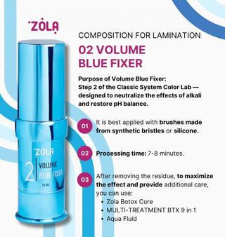 ZOLA Color Lab Lamination System 02 Volume Blue Fixer, 10 ml Eyebrow & Lash lamination ZOLA 
