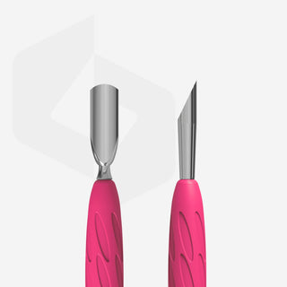 Staleks Manicure pusher with silicone handle “Gummy” UNIQ 10 TYPE 2 (narrow rounded pusher + slanted pusher)