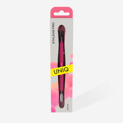 Staleks Manicure pusher with silicone handle “Gummy” UNIQ 10 TYPE 5 (narrow rounded pusher + wide blade)