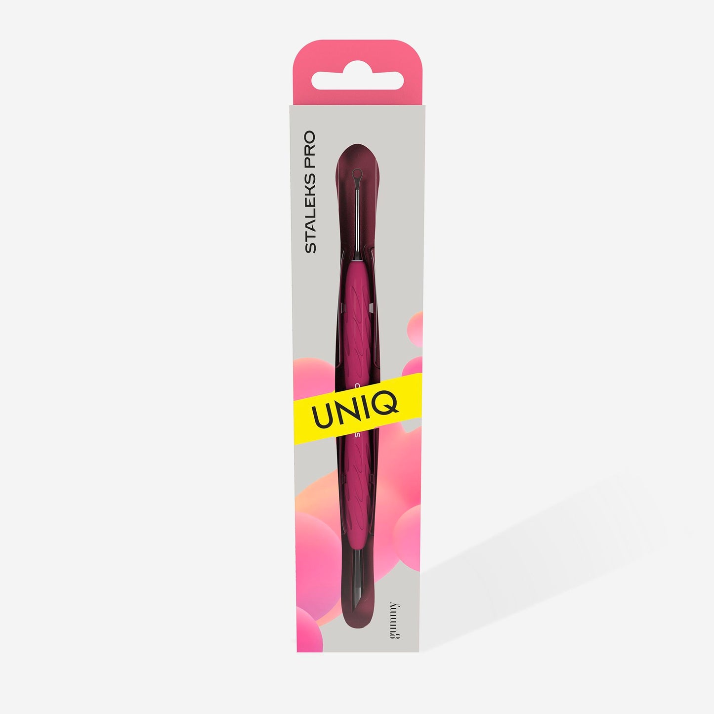 Staleks Manicure pusher with silicone handle “Gummy” UNIQ 11 TYPE 2 (slanted pusher + ring)