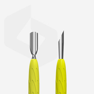Staleks Manicure pusher with yellow silicone handle “Gummy” UNIQ 10 TYPE 2 (Rounded Narrow And Beveled Pusher) Cuticle Pusher Staleks 