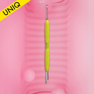 Staleks Manicure pusher with yellow silicone handle “Gummy” UNIQ 12 TYPE 2 (Beveled And Loop Pusher) Cuticle Pusher Staleks 