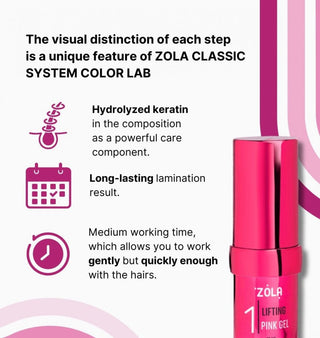 ZOLA Color Lab Lamination System 01 Lifting Pink Gel, 10 ml Eyebrow & Lash lamination ZOLA 