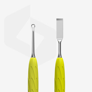 Staleks Manicure pusher with yellow silicone handle “Gummy” UNIQ 11 TYPE 1 (flat straight pusher + loop) Cuticle Pusher Staleks
