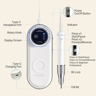 O NAIL AI Smart Pro Set — LED UV Lamp + 50K Drill (Single Handpiece), White Tools O NAIL