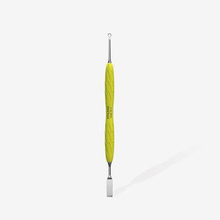 Staleks Manicure pusher with yellow silicone handle “Gummy” UNIQ 11 TYPE 1 (flat straight pusher + loop) Cuticle Pusher Staleks