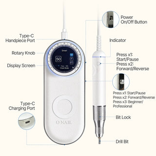O NAIL Pro Max AI Precision Portable Nail Drill White – 50,000 RPM Drill machine O NAIL 