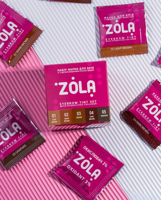 ZOLA Set of Eyebrow Tint With Collagen Sachet, 5x5 ml + oxidant Eyelash tint ZOLA 