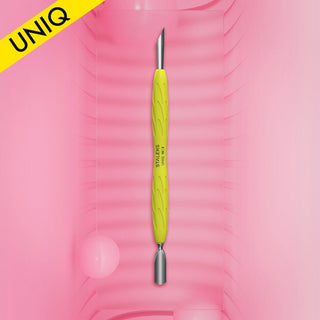 Staleks Manicure pusher with yellow silicone handle “Gummy” UNIQ 10 TYPE 2 (Rounded Narrow And Beveled Pusher) Cuticle Pusher Staleks 