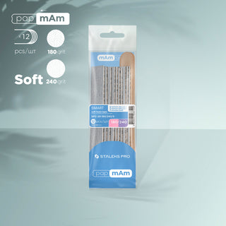 Staleks Disposable files papmAm on soft foam layer SMART 20 180 grit (5 pcs), 240 grit (5 pcs) and a wooden base (2 pcs)