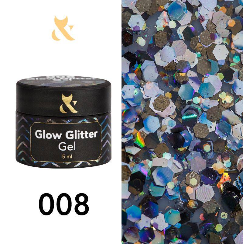 F.O.X Glow Glitter Gel 008 - F.O.X Nails USA