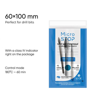 MicroStop PROzori Dry Heat Sterilization Pouches With Class 4 Indicator 60x100 mm (100 pcs) Sterilization Pouches MicroSTOP 