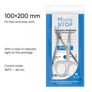 MicroStop PROzori Dry Heat Sterilization Pouches With Class 4 Indicator 100x200 mm (100 pcs) Sterilization Pouches MicroSTOP 