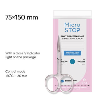 MicroStop Dry Heat Sterilization Pouches with class 4 indicator 75x150 mm (100 pcs) Sterilization Pouches MicroSTOP 