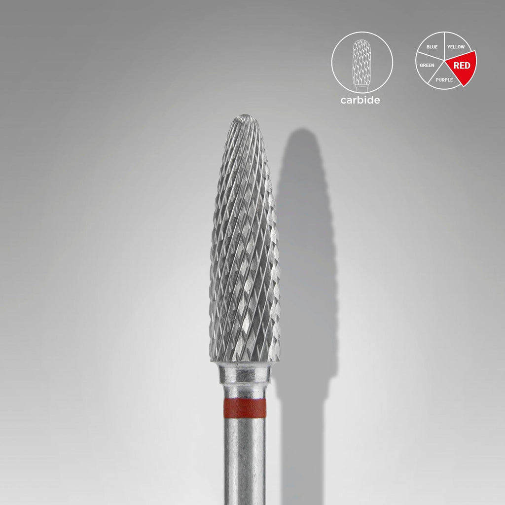 Staleks Carbide Corn Drill Bit Red 4mm — Fine Grit – F.O.X Nails USA