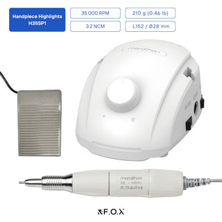 Lightly used (see description): Saeyang Marathon Champion 3 White + H35SP1 35k RPM — Original E-File Nail Drill Machine Drill machine Saeyang