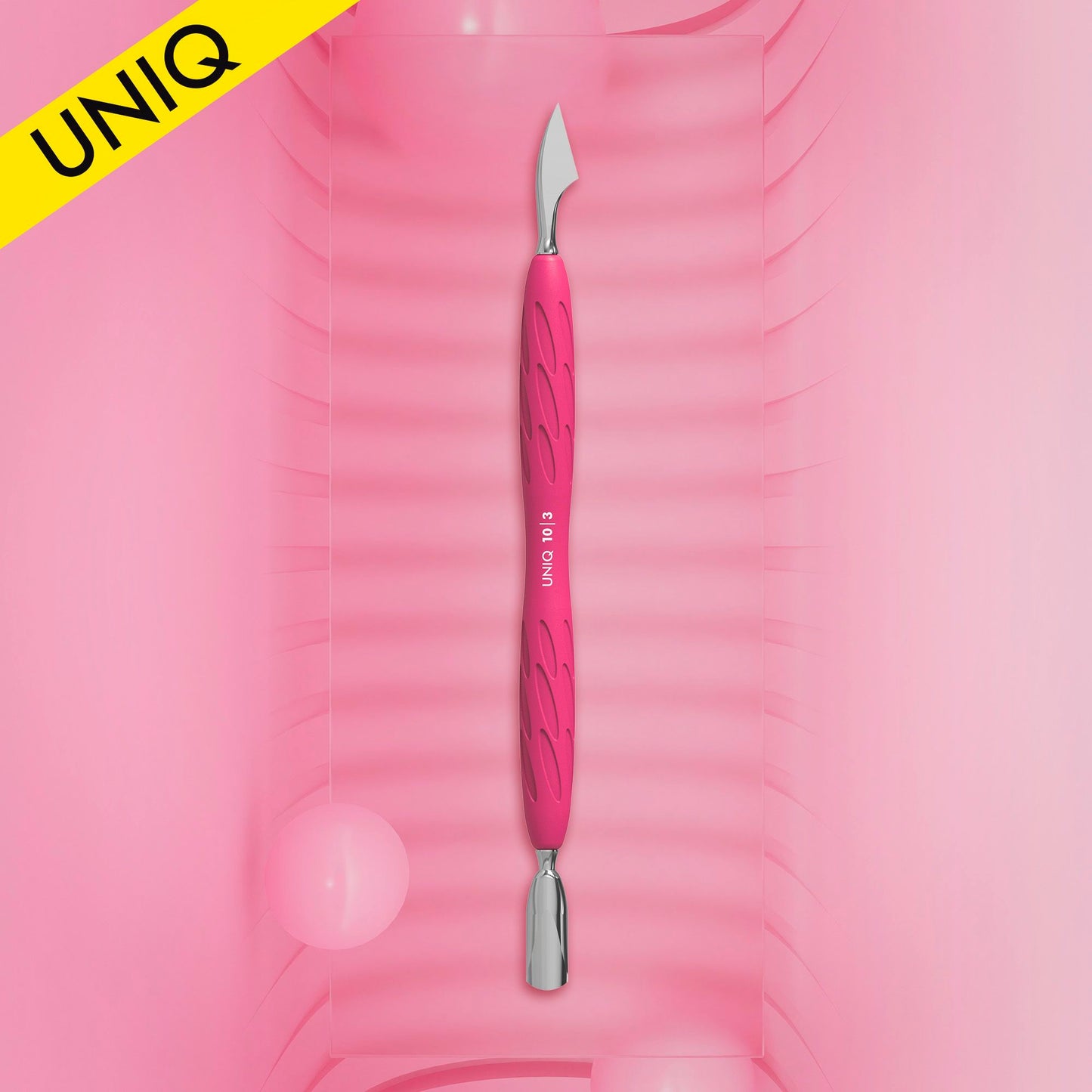 Staleks Manicure pusher with silicone handle “Gummy” UNIQ 10 TYPE 3 (narrow rounded pusher + hatchet)