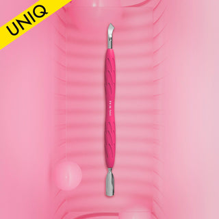 Staleks Manicure pusher with silicone handle “Gummy” UNIQ 10 TYPE 4.2 (narrow rounded pusher + bent blade)