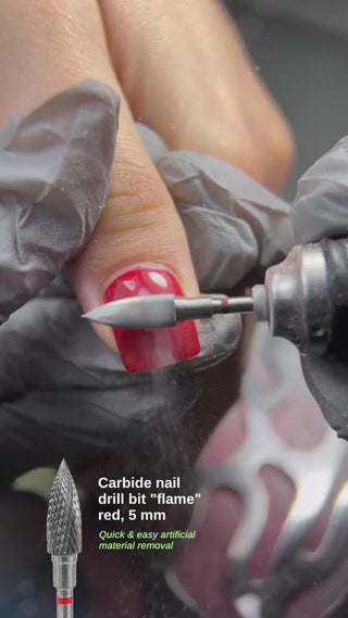 Staleks Carbide nail drill bit "flame" red, 5 mm Drill Bit Staleks