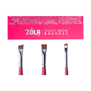 ZOLA Professional Set of Eyebrow Brushes MAGIC BROW BRUSHES Raspberry Eyebrow Shaping Brushes ZOLA 