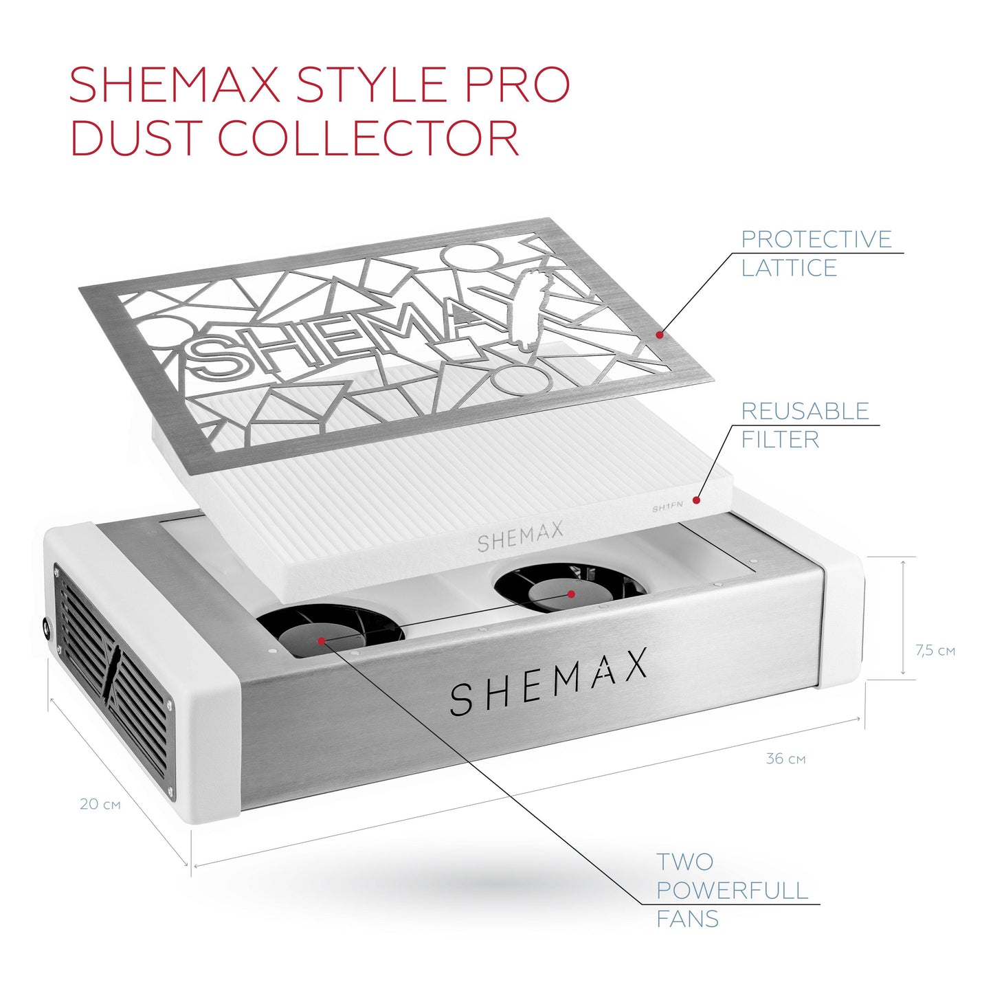 SHEMAX Style PRO Gray — Professional manicure dust collector - F.O.X Nails USA