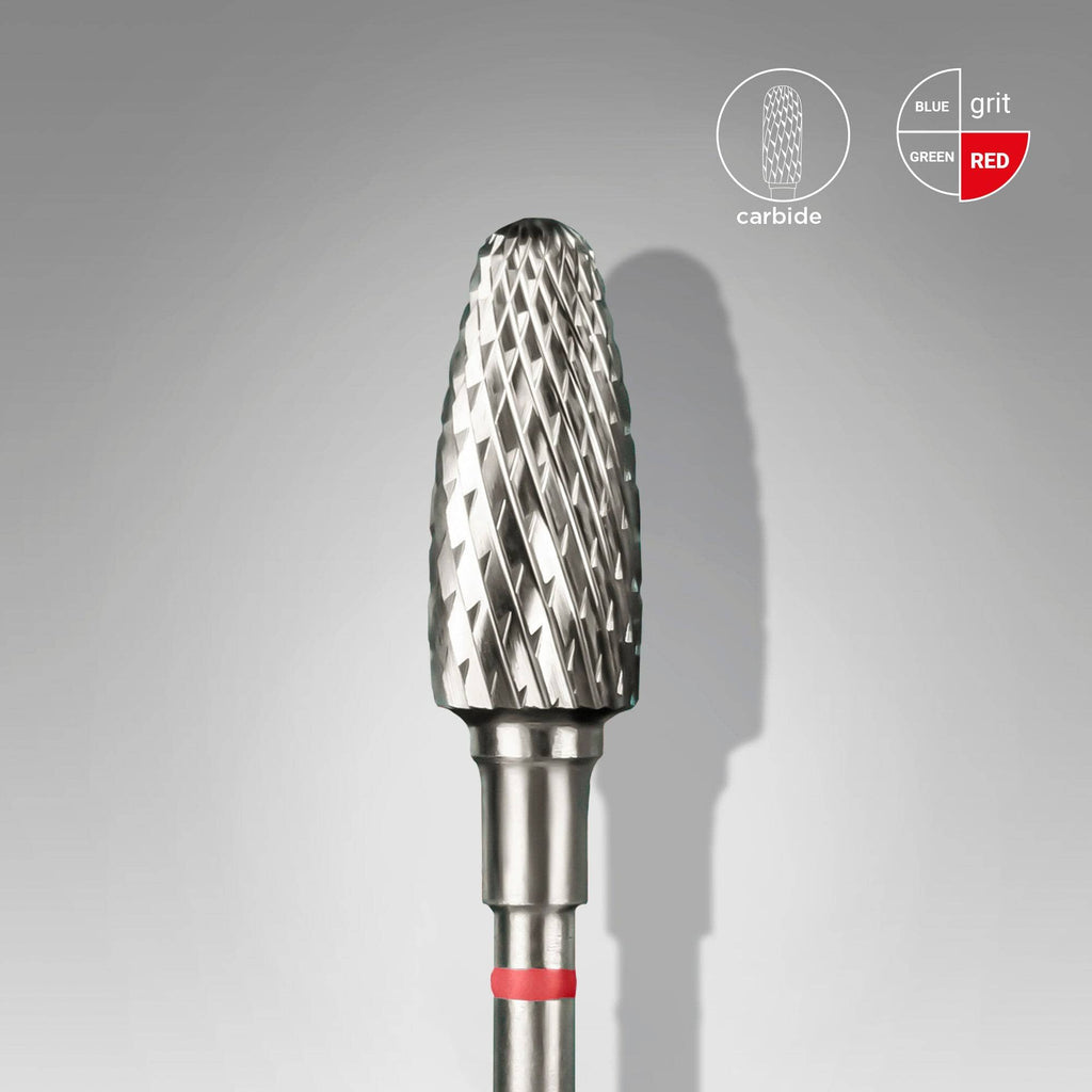 Staleks Carbide Corn Drill Bit Red 6mm — Fine Grit – F.O.X Nails USA
