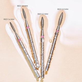 Staleks Diamond nail drill bit "pointed flame" red, 2.1 mm Drill Bit Staleks 