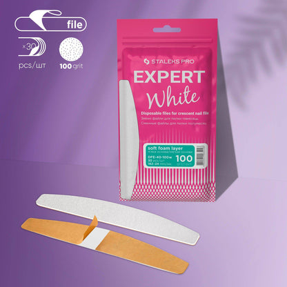 Staleks White disposable files for crescent nail file (soft base) Expert 40 - F.O.X Nails USA