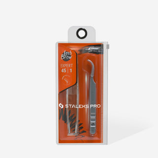 Staleks Professional Eyelash tweezers with fiber tips EXPERT 45 TYPE 1 (curved) Eyebrow tweezers Staleks 
